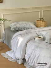 Victorian Inspired Soft Lace Ruffle Bedding Set - Gray